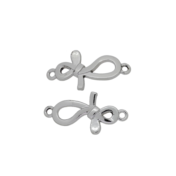 METAL BEADS - CONNECTING ELEMENT - 2 HOLES - RIBBON 05 - 34x17x2mm NICKEL - 4pcs. Hole-2.2mm