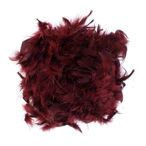 MATERIALS FOR CRAFT AND DECORATION - MARABOU FROM FEATHERS - BORDEAUX 13 - 2m(70g) - PACKAGE 2pcs.