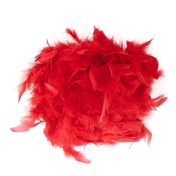 MATERIALS FOR CRAFT AND DECORATION - MARABOU FROM FEATHERS - RED 18 - 2m(70g) - 1pc.