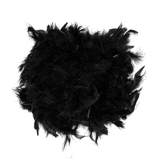 MATERIALS FOR CRAFT AND DECORATION - MARABOU FROM FEATHERS - BLACK 02 - 2m(70g) - 1pc.