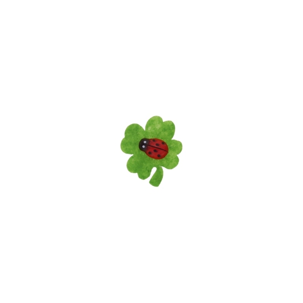 TEXTILE BEADS - FELT - CLOVER WITH LADYBUG 03 - 24x28x5mm GREEN - PACKAGE 50pcs.