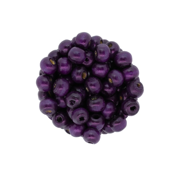 WOODEN BEADS - BALL SHAPED - 7x8mm PURPLE (DARK) 02 - 50g Hole-3.0mm (300pcs.)