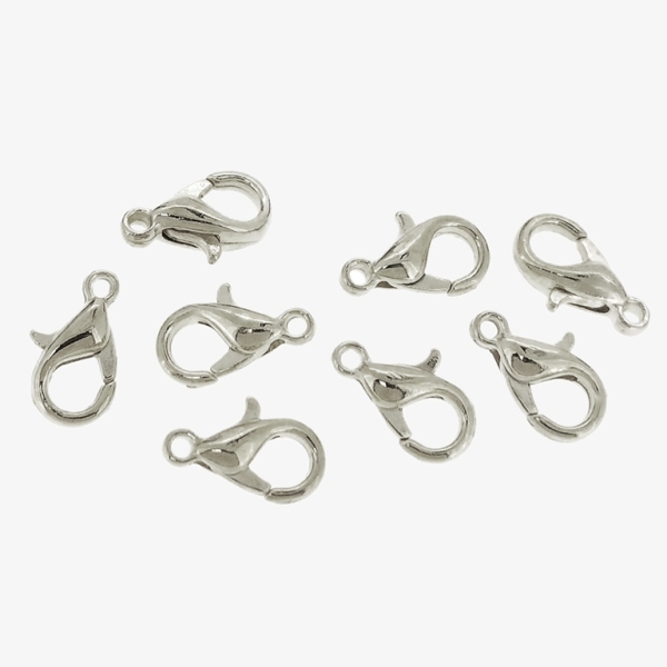 METAL ELEMENTS - LOBSTER CLAW CLASP PARROT CLOSURE - 6x10x2.5mm NICKEL COLOR  - NICKEL FREE - 20pcs. Hole-1.2mm