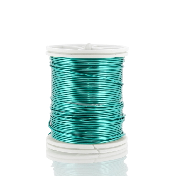 METAL ELEMENTS - COPPER WIRE WITH LACQUER COATING - 0.8mm TURQUOISE 26 - 1pc. (8.5m)