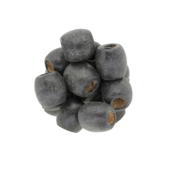 WOODEN BEADS - BARREL SHAPED - 16x16mm BLACK (MATTE) - 50g (42pcs.) Hole-7.0mm