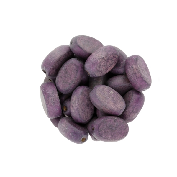 WOODEN BEADS - BARREL FLAT SHAPED - 18x12x7mm PURPLE - 50g (85pcs.) Hole-3.5mm