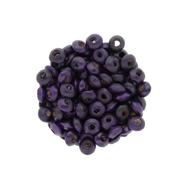 WOODEN BEADS - DONUT SHAPED 01 - 8x4mm PURPLE (DARK) - 50g Hole-3.0mm (650pcs.)