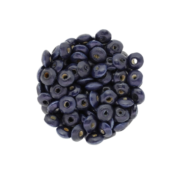 WOODEN BEADS - DONUT SHAPED 01 - 8x4mm BLUE (DARK) - 50g Hole-3.0mm (650pcs.)