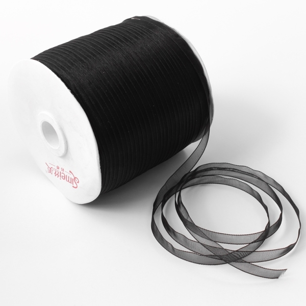 ORGANZA RIBBON 0.6cm - BLACK 039 - 500yards(450m)