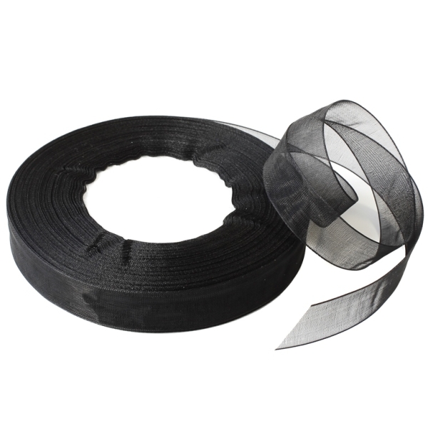 ORGANZA 1.5cm - BLACK 039 - 50yards(45m)