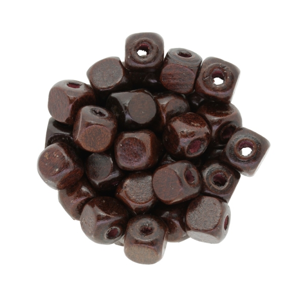 WOODEN BEADS - CUBE SHAPED - 10x10mm BROWN - 50g (110pcs.) Hole-4.0mm