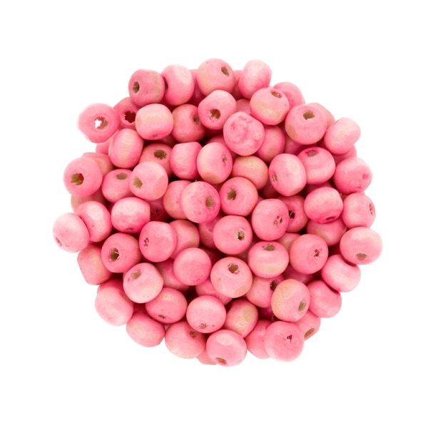 WOODEN BEADS - BALL SHAPED - 5x7mm PINK - 50g Hole-2.0mm (700pcs.)