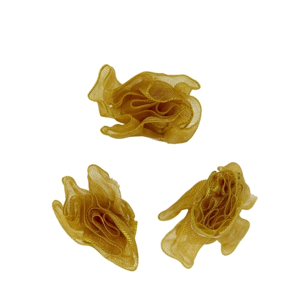 TEXTILE BEADS - ORGANZA WITH GOLD LAME - ROSE 03 - 30mm GOLD (DARK) 00 - PACKAGE 50pcs.