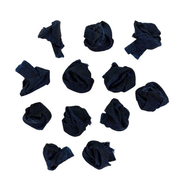 TEXTILE BEADS - SATIN - ROSE - 12mm BLUE (DARK) 092 - 50 pcs.