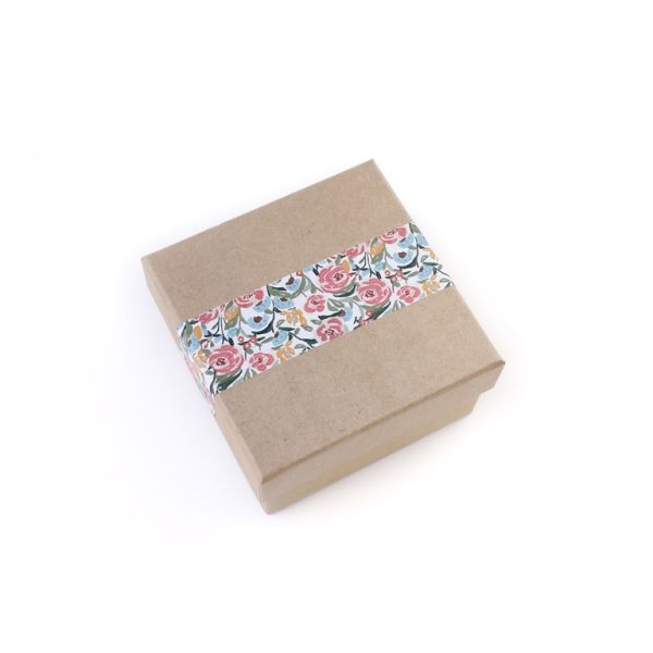 JEWELRY STORAGE BOX - FULL ROUND - SPRING FLOWERS - 10.5x6cm CREAM - PACKAGE 3pcs.