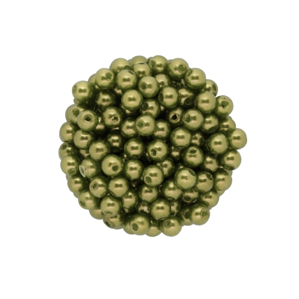 ACRYLIC IMITATION PLASTIC PEARLS - BALL - 6mm GREEN MILITARY (LIGHT) 29 - 50g Hole-1.8mm (510pcs.)