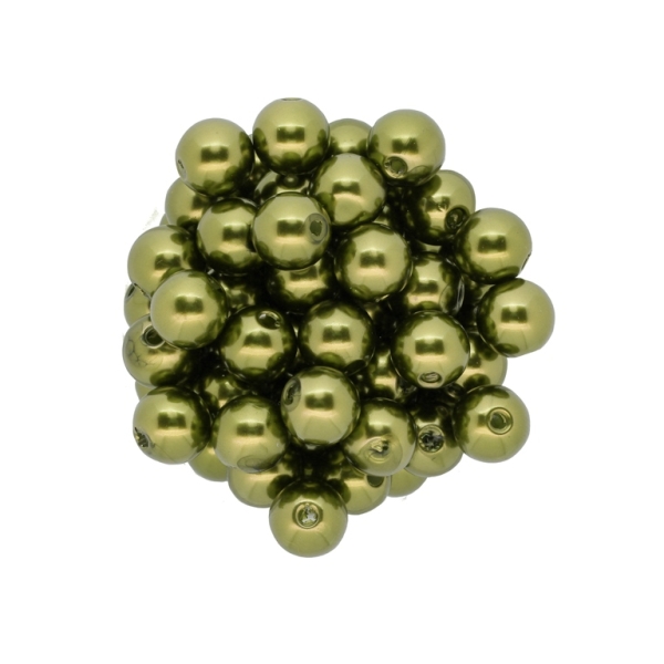 ACRYLIC IMITATION PLASTIC PEARLS - BALL - 10mm GREEN MILITARY (LIGHT) 29 - 50g Hole-2.2mm (106pcs.)