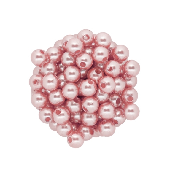 ACRYLIC IMITATION PLASTIC PEARLS - BALL - 8mm ROSE DUST 80 - 50g Hole-2.2mm (199pcs.)