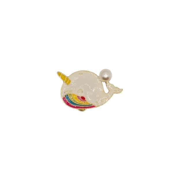 JEWELRY - BROOCH - ENAMEL - WHALE B61 - 4x2.8cm GOLD - PACKAGE 6pcs.