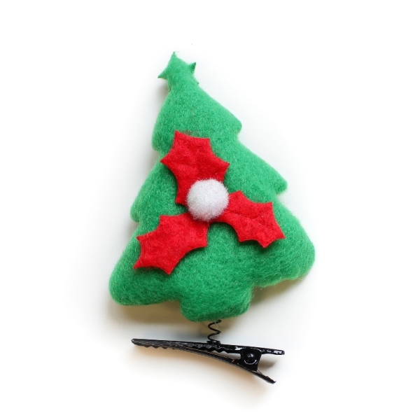 CHRISTMAS DECORATION - HAIR ACCESSORY - HAIR CLIP 01 - CHRISTMAS TREE - GREEN - 2pcs.