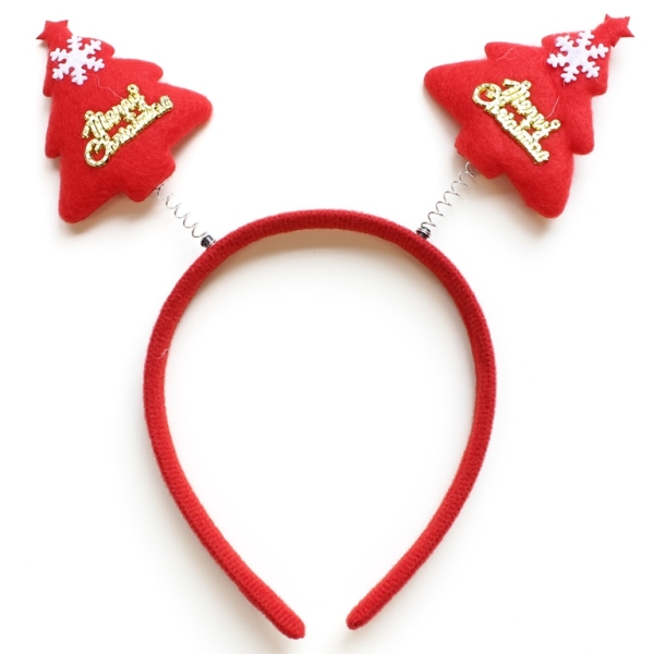 CHRISTMAS DECORATION - HAIR ACCESSORY - TIARA 02 - CHRISTMAS TREE - RED - PACKAGE 12pcs.