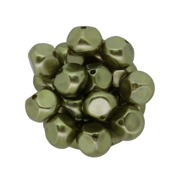 ACRYLIC IMITATION PLASTIC PEARLS - POLYGONAL IRREGULAR 02 - 15x13mm GREEN MILITARY 104 - 50g Hole-2.0mm (48pcs.)