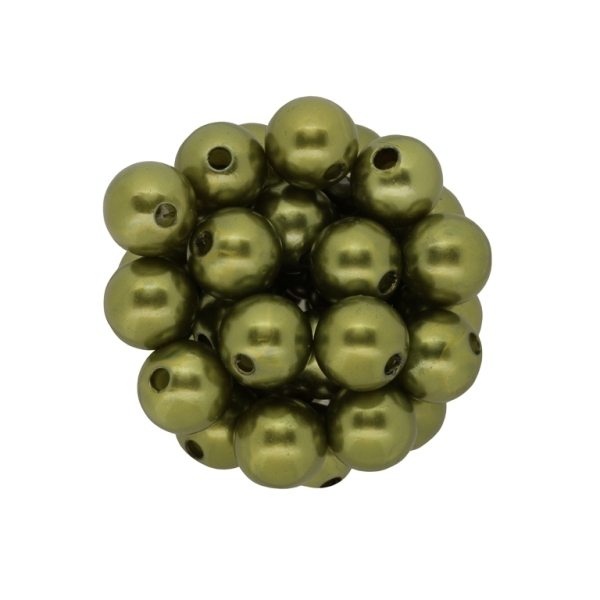 ACRYLIC IMITATION PLASTIC PEARLS - BALL - 12mm GREEN MILITARY (LIGHT) 29 - 50g Hole-2.6mm (59pcs.)