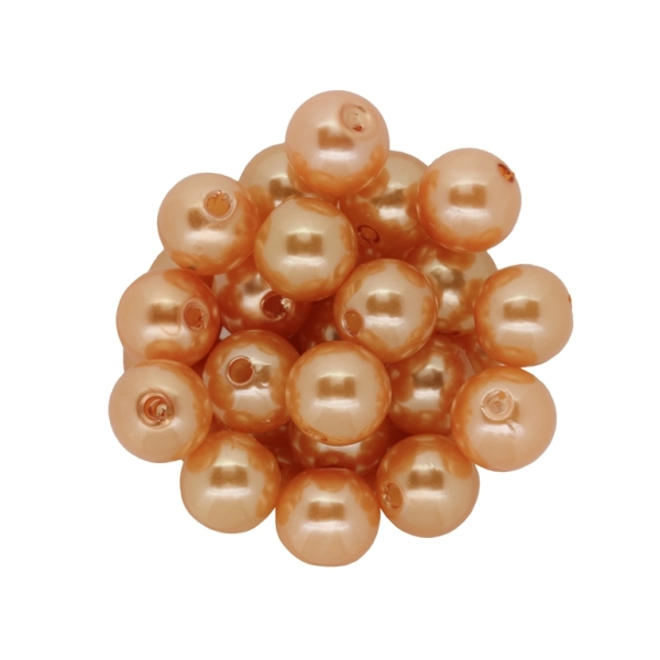 ACRYLIC IMITATION PLASTIC PEARLS - BALL - 12mm ORANGE (DARK) 42 - 50g Hole-2.6mm (59pcs.)