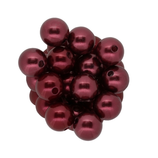 ACRYLIC IMITATION PLASTIC PEARLS - BALL - 14mm BORDEAUX 96 - 50g Hole-2.8mm (37pcs.)