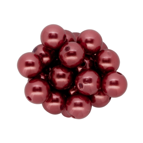 ACRYLIC IMITATION PLASTIC PEARLS - BALL - 14mm BORDEAUX 98 - 50g Hole-2.8mm (36pcs.)