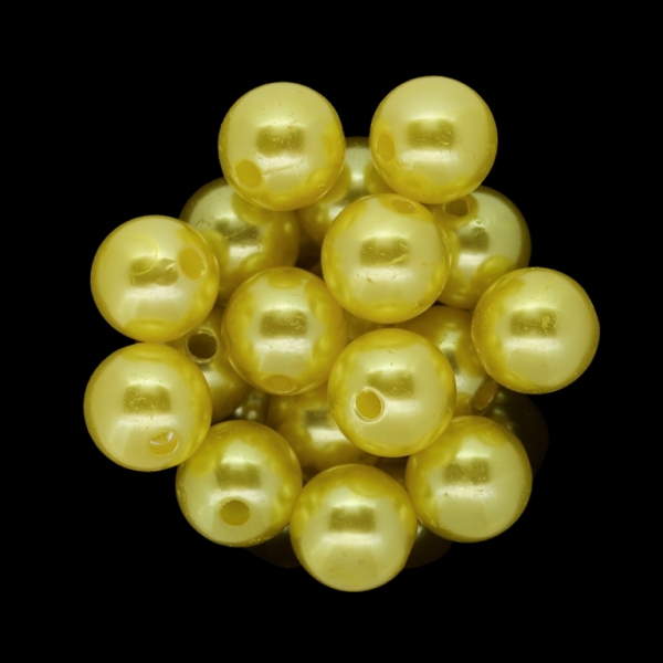 ACRYLIC IMITATION PLASTIC PEARLS - BALL - 14mm YELLOW 94 - 50g Hole-3.0mm (37pcs.)