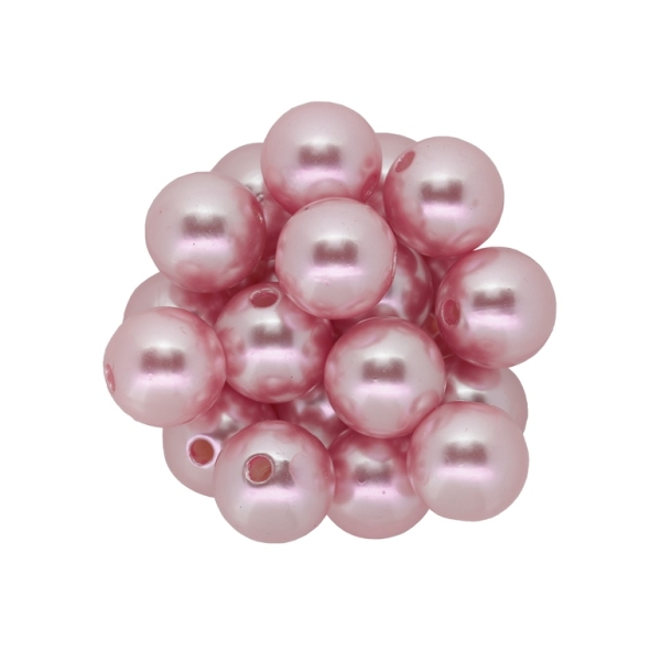 ACRYLIC IMITATION PLASTIC PEARLS - BALL - 14mm PINK 75 - 50g Hole-2.8mm (36pcs.)