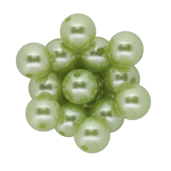 ACRYLIC IMITATION PLASTIC PEARLS - BALL - 16mm GREEN (LIGHT) 99 - 50g Hole-2.8mm (24pcs.)