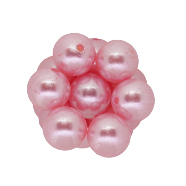 ACRYLIC IMITATION PLASTIC PEARLS - BALL - 18mm PINK (DARK) 17 - 50g Hole-2.8mm (18pcs.)