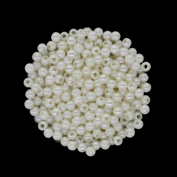 ACRYLIC IMITATION PLASTIC PEARLS MATTED - BALL - 4mm ECRU 103 - 50g Hole-1.8mm (1540pcs.)