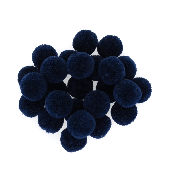 TEXTILE BEADS - POMPON POLYESTER - 20mm BLUE (DARK) 07 - PACKAGE 200pcs.