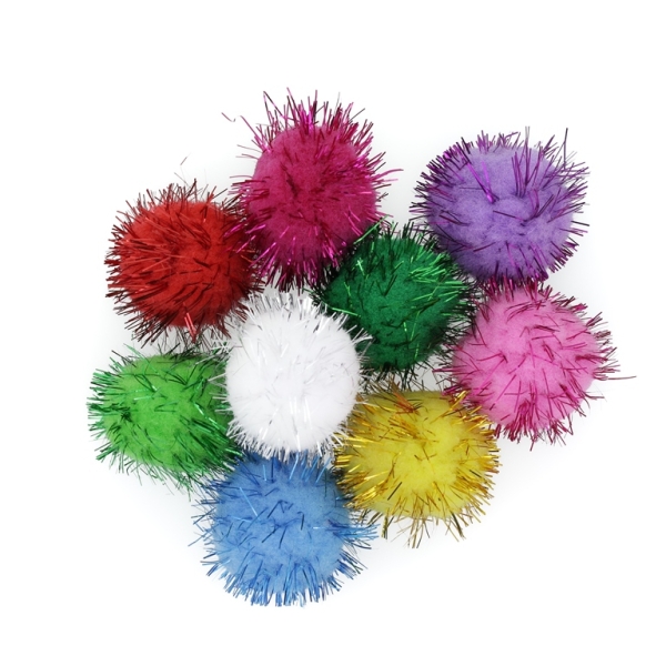 TEXTILE BEADS - POMPON POLYESTER WITH LAME - 30mm MIX 29 - PACKAGE 50pcs. 