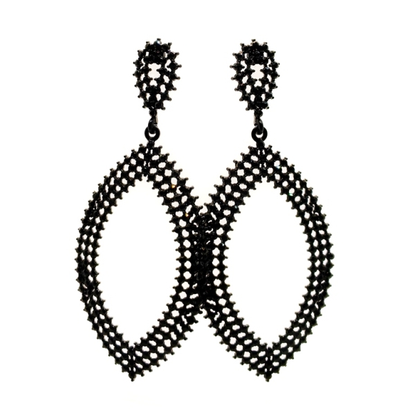 JEWELRY - EARRINGS - SCREW - CRYSTALS - E126 - 4.2x9.5cm BLACK - 1 pair