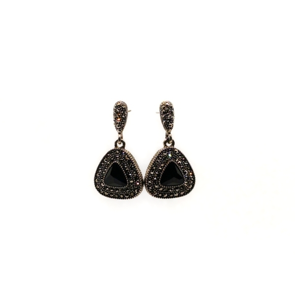 JEWELRY - EARRINGS - SCREW - CRYSTALS - E133 - 2.2x3.9cm OXIDIZED - PACKAGE 6 pairs