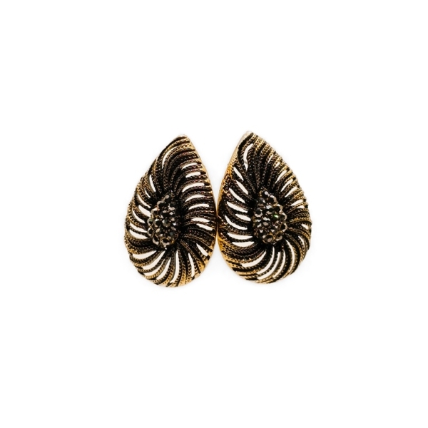 JEWELRY - EARRINGS - SCREW - CRYSTALS - E136 - 2.9x4.2cm GOLD - 1 pair