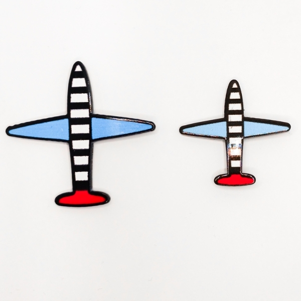 JEWELRY - BROOCH - PLASTIC - PLANES B72 - NICKEL - PACKAGE (6sets)