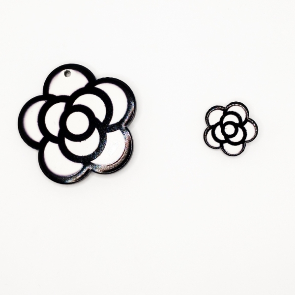 JEWELRY - BROOCH - PLASTIC - FLOWERS B75 - NICKEL - 1set (2pcs.)