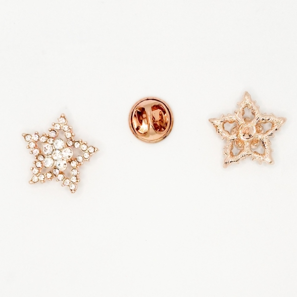 JEWELRY - BROOCH PIN - CRYSTALS - STAR B92 - ROSE GOLD - 1pc.