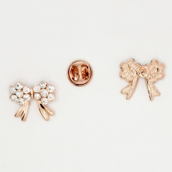 JEWELRY - BROOCH PIN - CRYSTALS - RIBBON B94 - ROSE GOLD - 1pc.