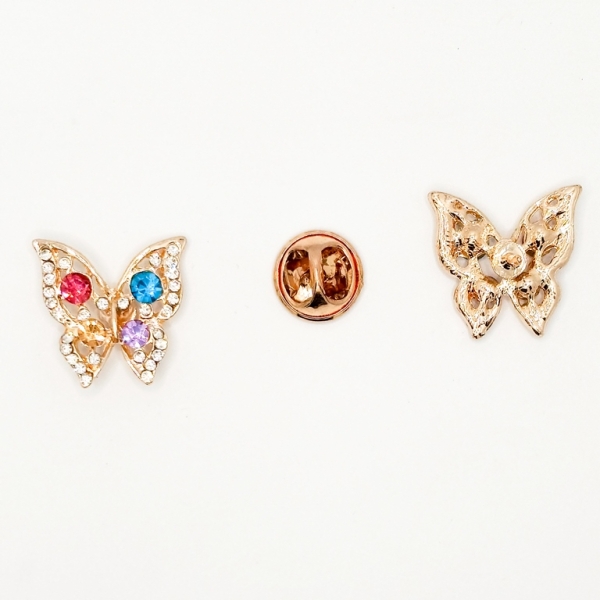 JEWELRY - BROOCH PIN - CRYSTALS - BUTTERFLY B85 - ROSE GOLD - PACKAGE 6pcs.