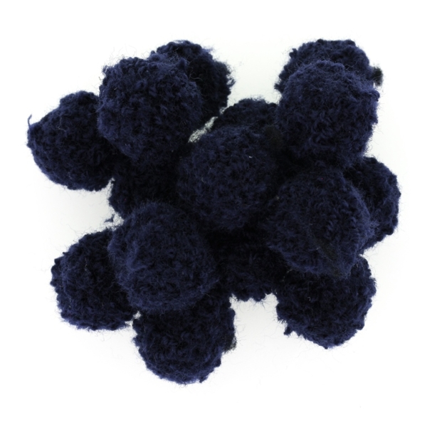 TEXTILE BEADS - POMPON POLYESTER 02 - 18mm BLUE (DARK) 43 - PACKAGE 150pcs.