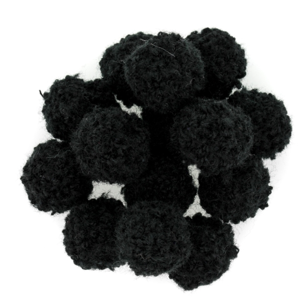 TEXTILE BEADS - POMPON POLYESTER 02 - 18mm BLACK 44 - PACKAGE 150pcs.