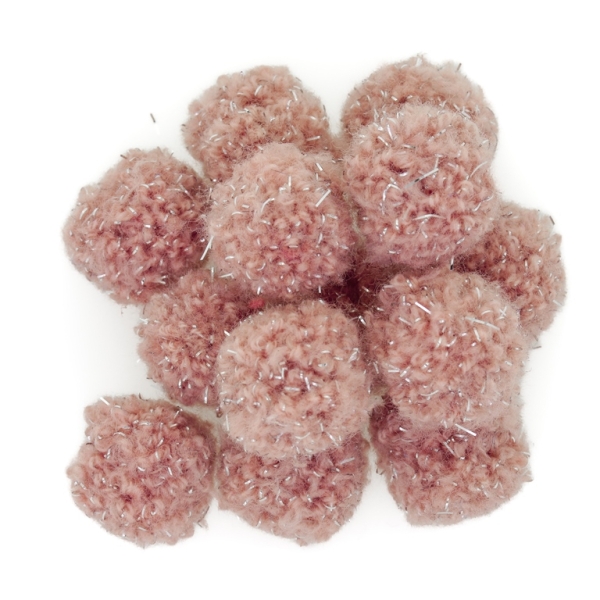 TEXTILE BEADS - POMPON POLYESTER 02 WITH LAME - 18mm PEACH 35 - PACKAGE 150pcs.