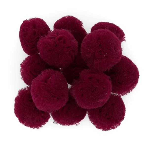 TEXTILE BEADS - POMPON TULLE - 20mm BORDEAUX 51 - PACKAGE 200pcs.