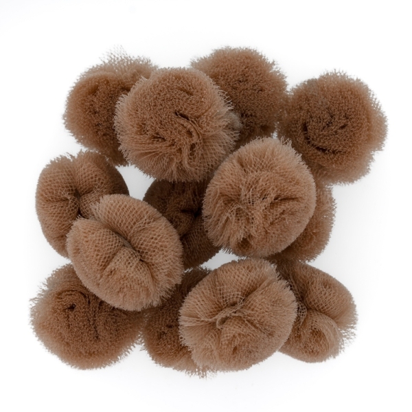 TEXTILE BEADS - POMPON TULLE - 20mm BROWN 49 - PACKAGE 200pcs.